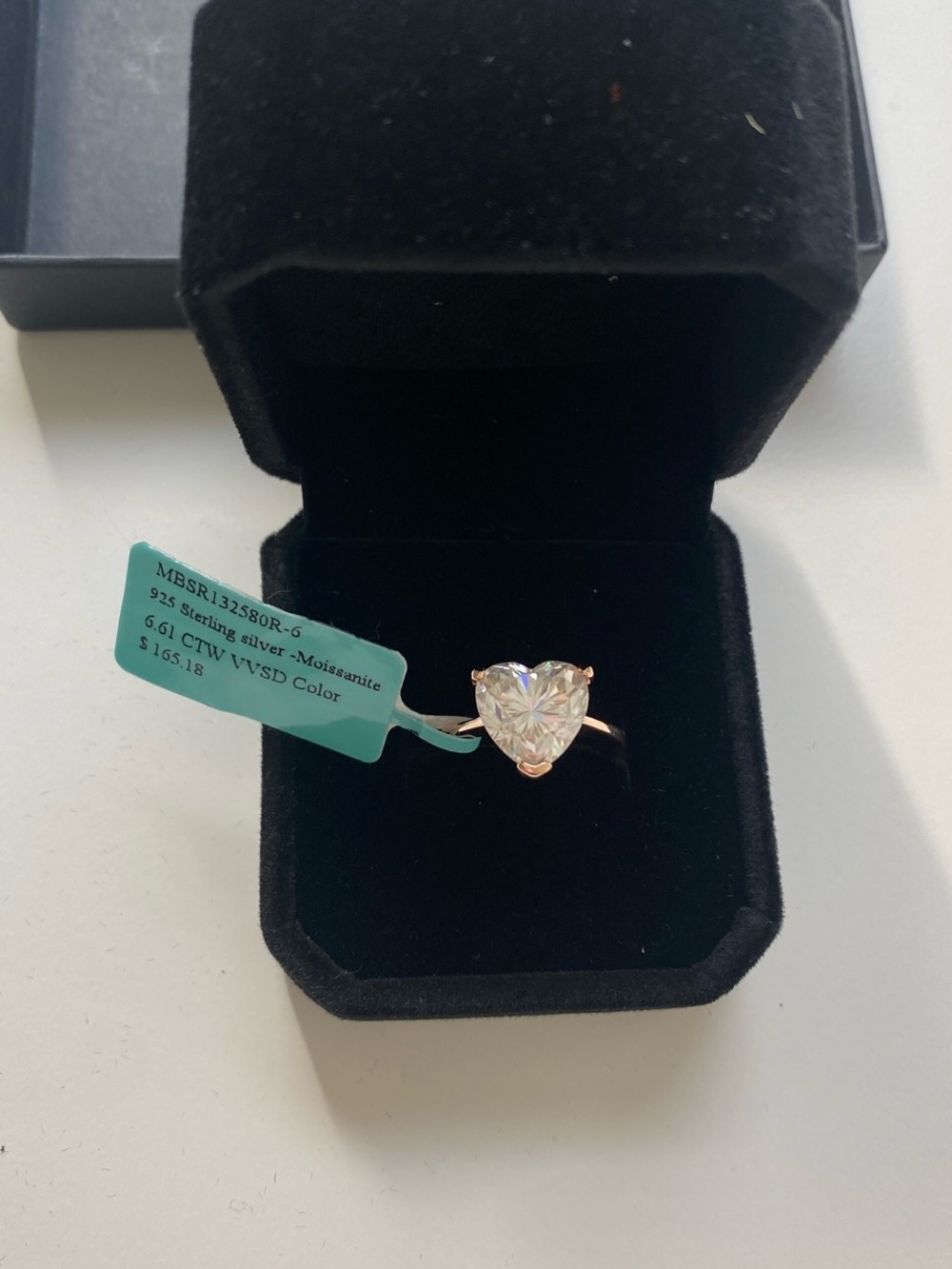 Heart Shaped Moissanite Ring Rose Gold Size 6